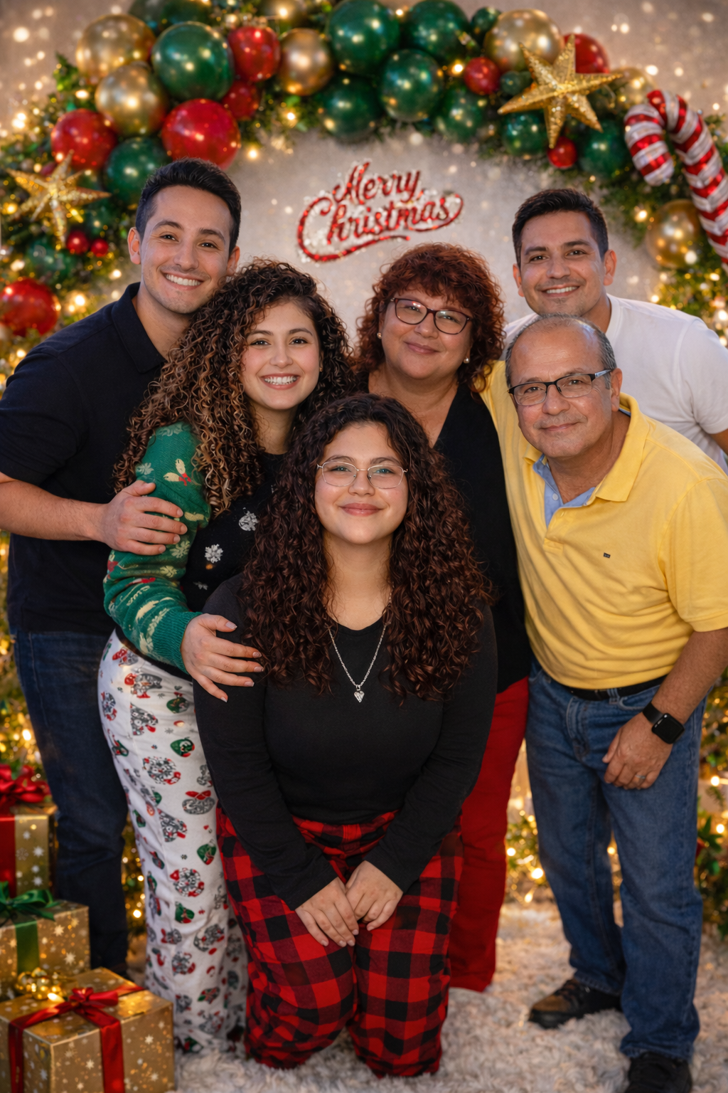 Christmas decoration and festive family portrait in Orlando Kissimmee Florida by Le Villa Decor Event